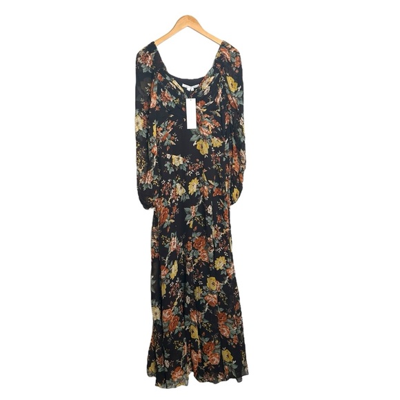 VERONICA BEARD Avani Floral Silk Chiffon Maxi Dress in Oxblood Multi Size 4 - Picture 5 of 15
